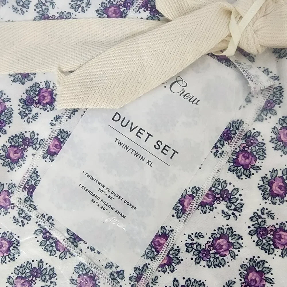 J. Crew Home Purple Floral Paisley Duvet Set Twin/Twin XL 100% Cotton NEW BK771 - Picture 5 of 8